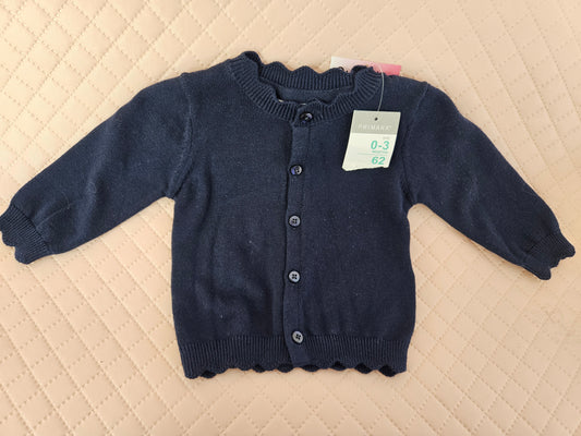 Girls Blue Navy Cardigan 0-3 Months