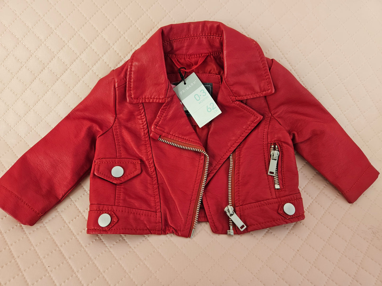 Girls Red Leather Jacket 0-3 months