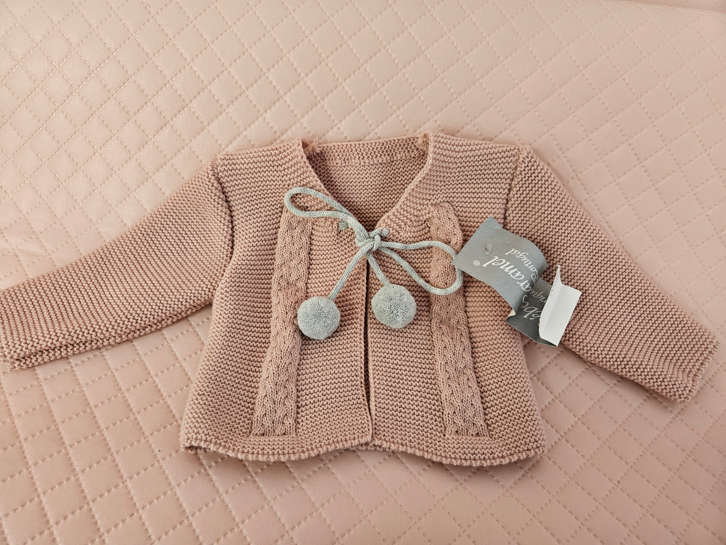 Girls 0-3 months Pink Front tie Cardigan