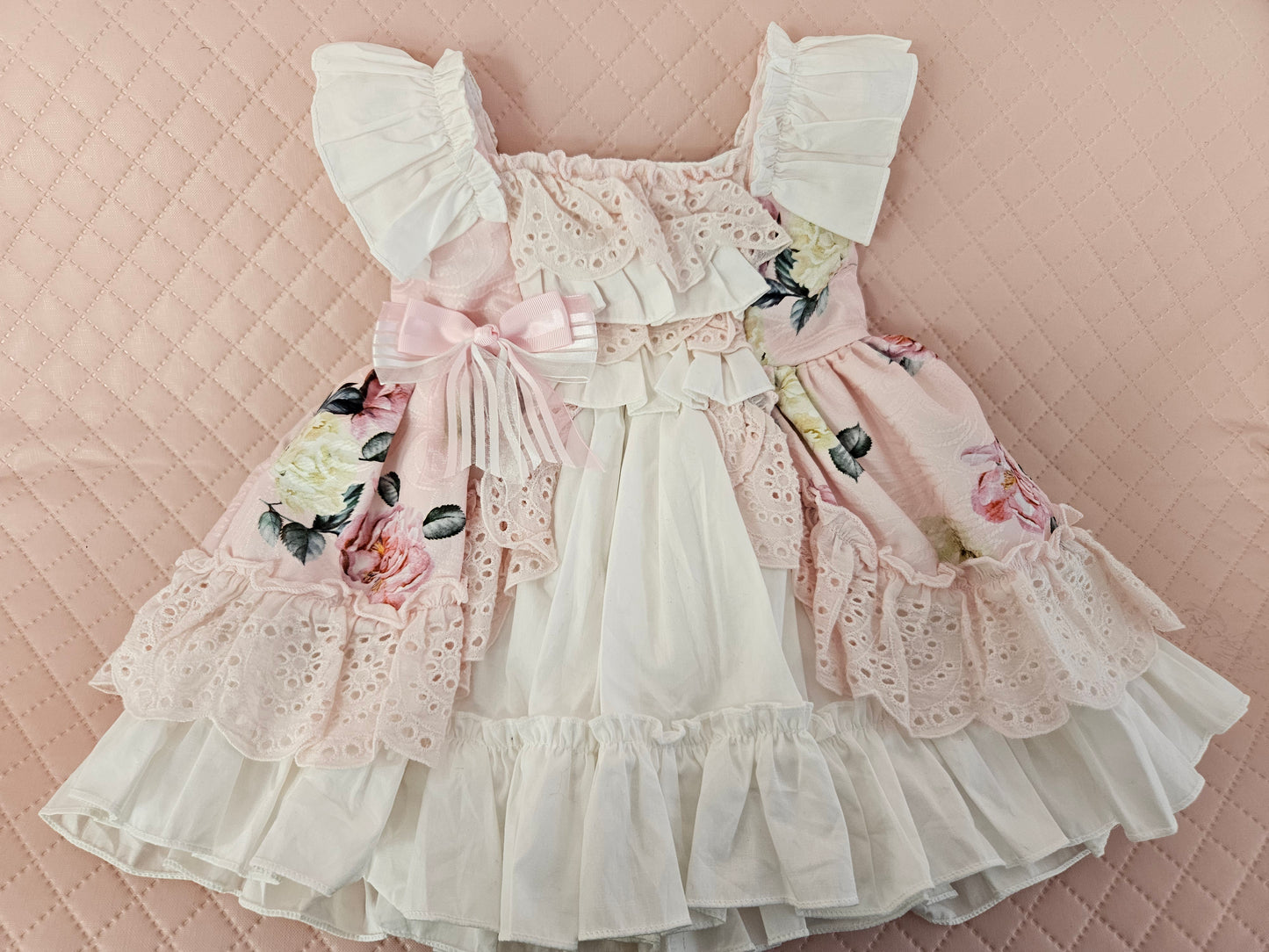 Girls 0-3 Months Pink and White Floral Dress