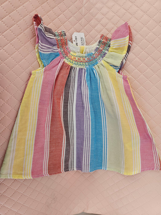 Girls 0-3 Months Rainbow Coloured Summer Dress