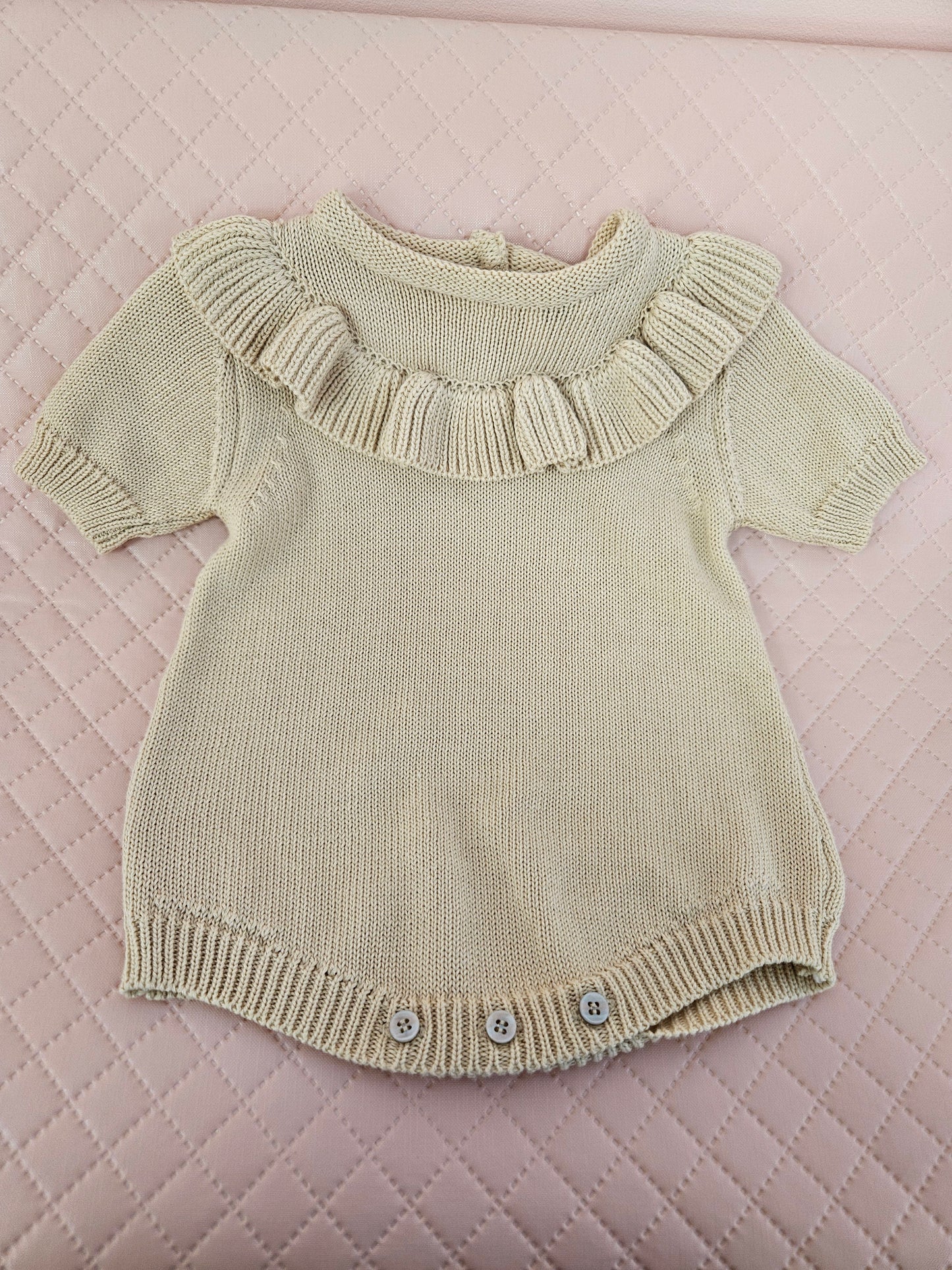 Girls 0-3 Months Camel Coloured Knitted Body Suit