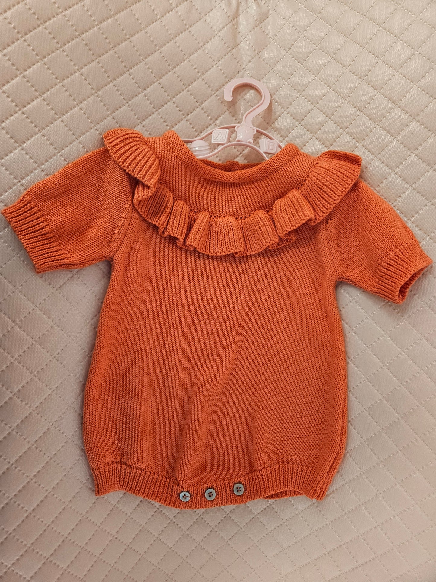 Girls 0-3 Months Coral Knitted Body Suit