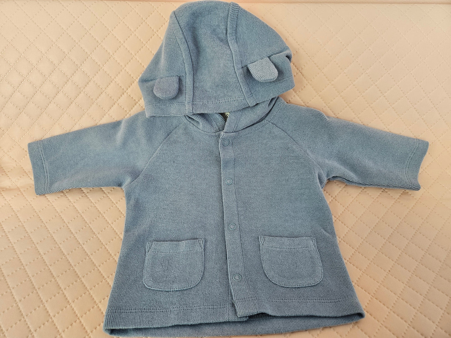 Boys 0-3 Months Blue Hooded Cardigan