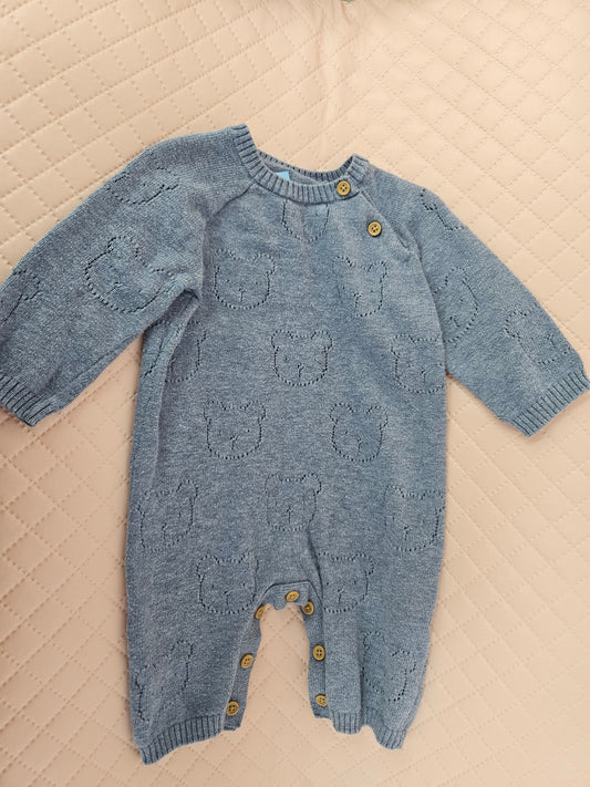 Boys 0-3 Months open foot Babygrow