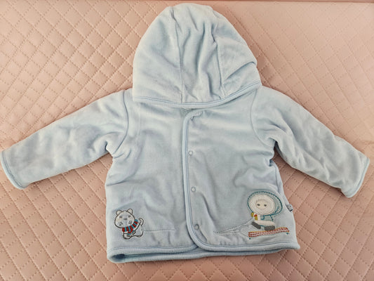 Boys 3-6 Months Velvet Baby Blue Hooded Jacket