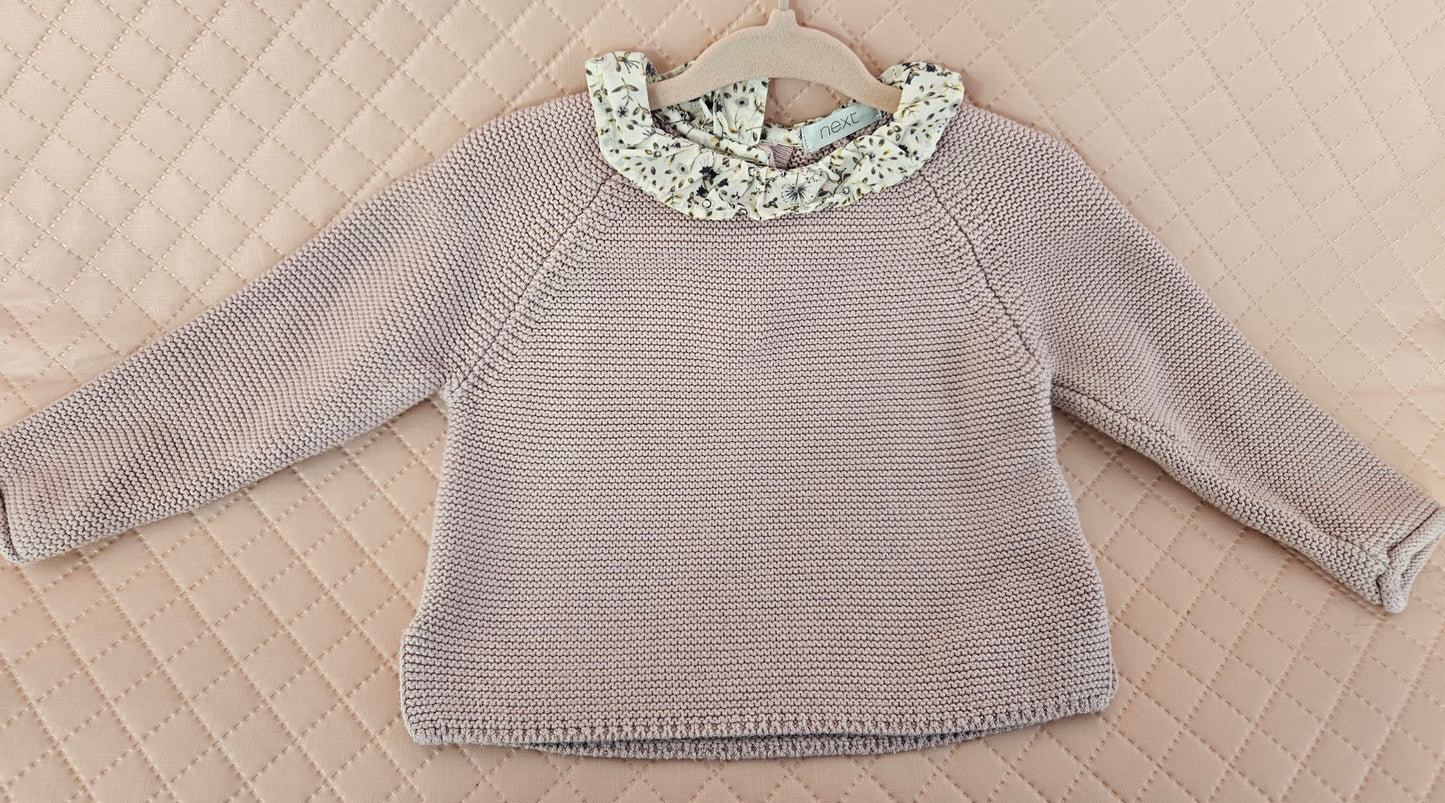 Girls 6-9 Months Purple Jumper with Floral Collar