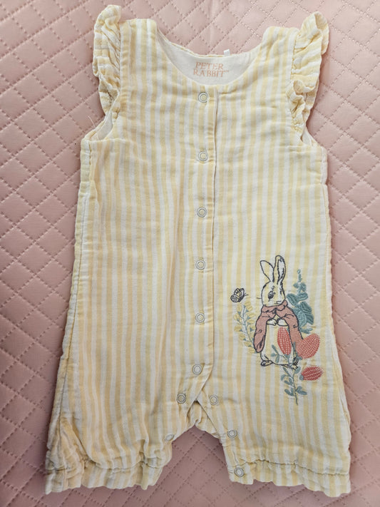 Girls 6-9 Yellow and White Stripped Peter Rabbit Bodysuit