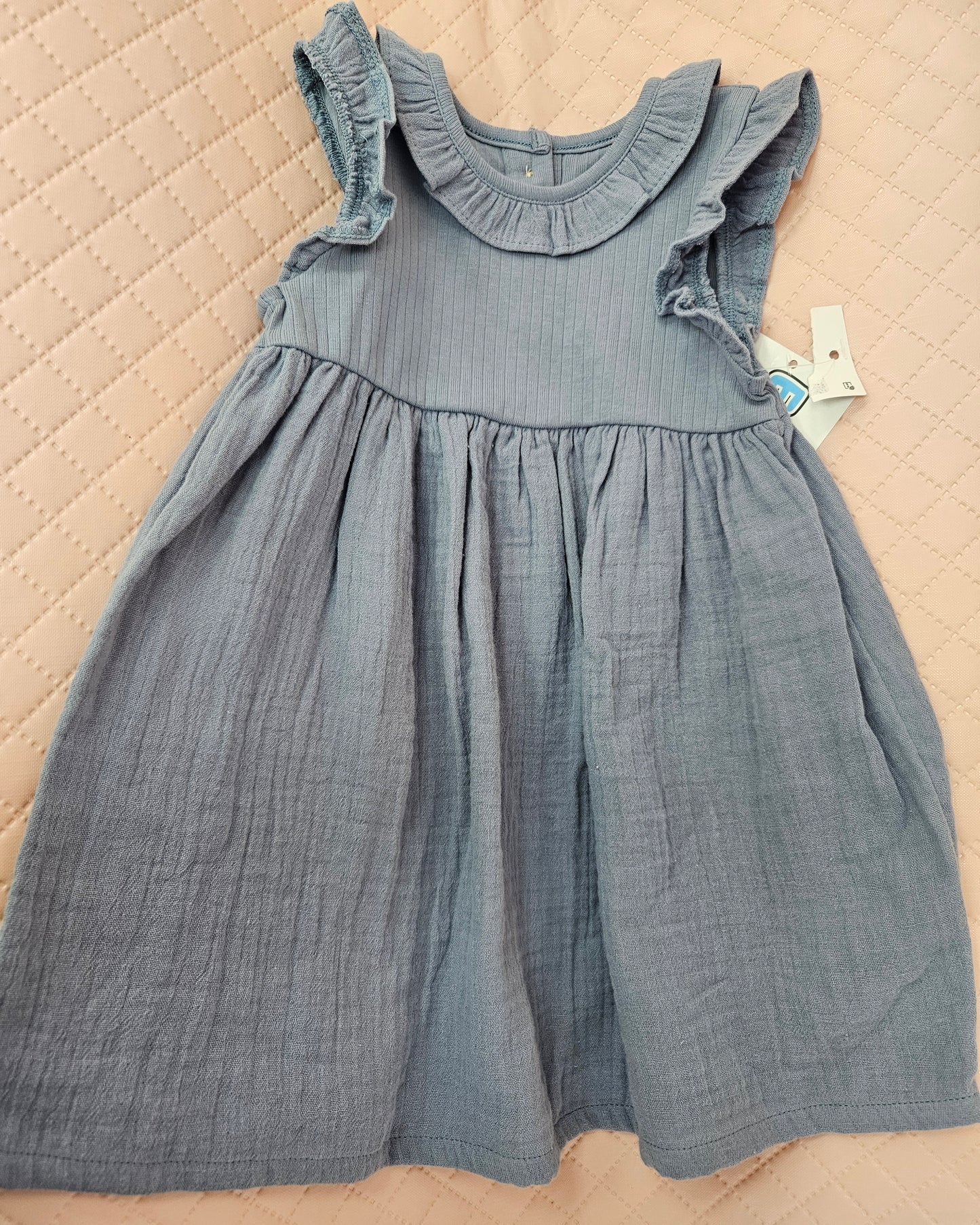 Girls 9-12 Months Blue Cotton Summer Dress