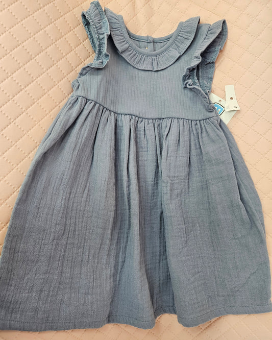 Girls 9-12 Months Blue Cotton Summer Dress