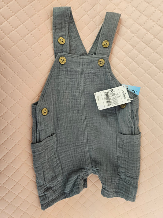 Boys 6-9 months Grey Cotton Dungarees