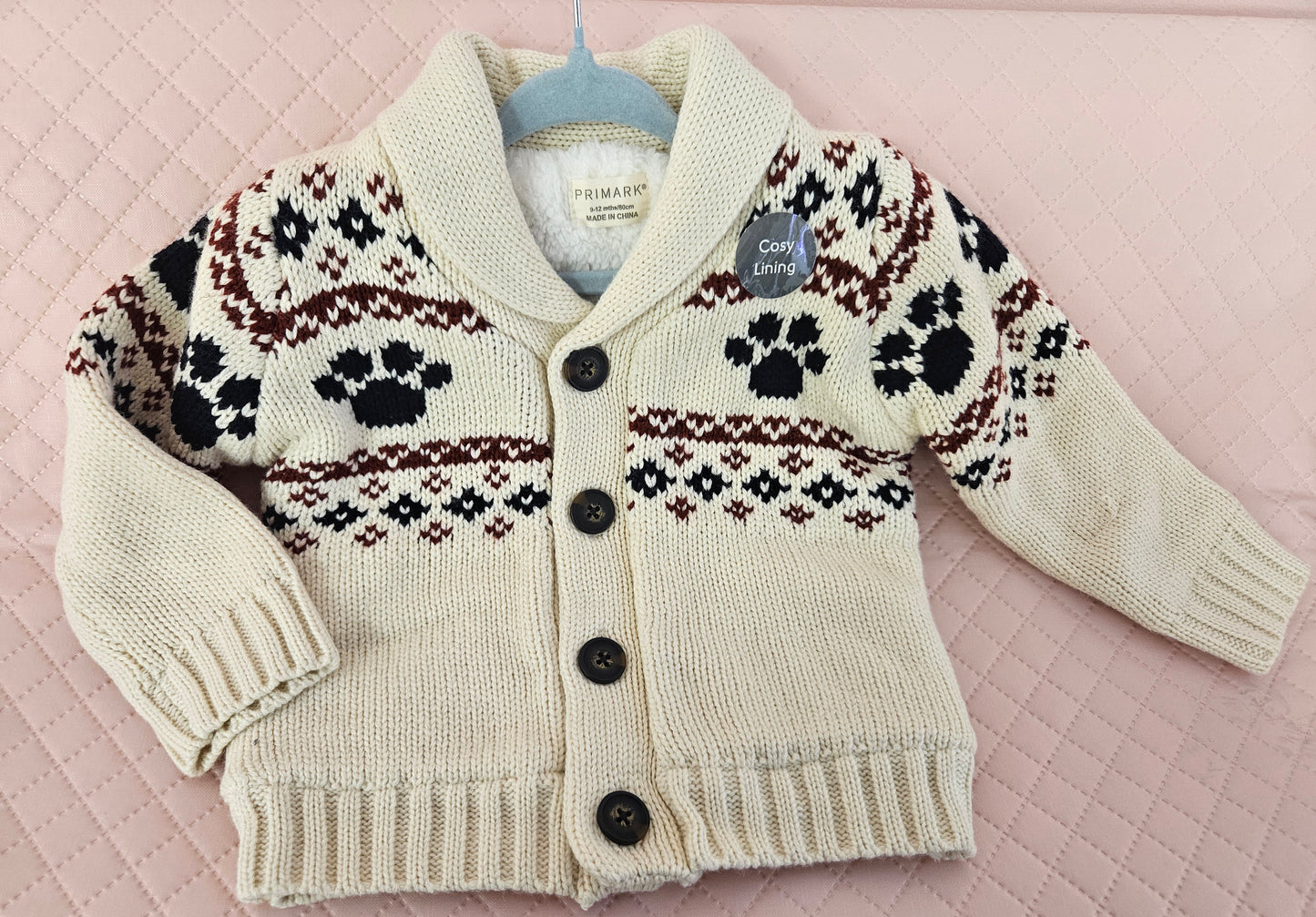 Boys 9-12 Months Beige Cosy Lining Cardigan