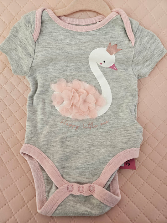 Girls 6-9 Months Swan Baby Vest