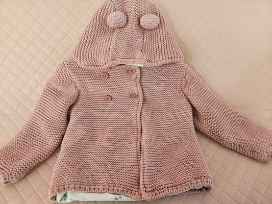 Girls 9-12 Months Pink Hooded Cardigan