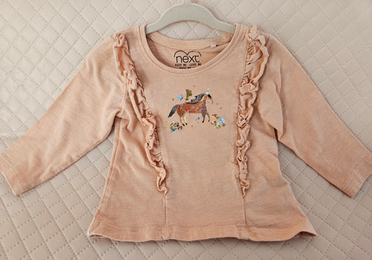 Girls 9-12 Months Pink Horse Long Sleeve Top