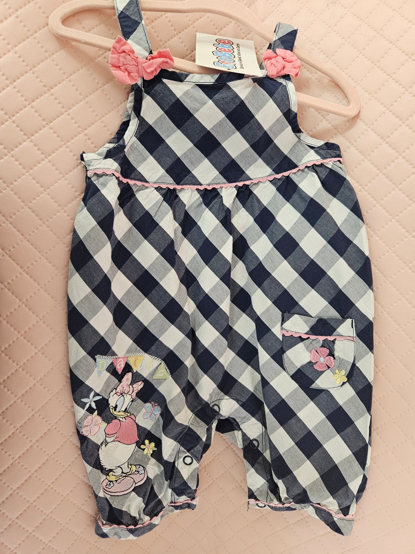 Girls 9-12 Months Cotton Chequered Daisy Duck Dungarees