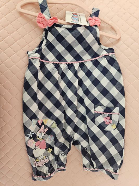 Girls 9-12 Months Cotton Chequered Daisy Duck Dungarees