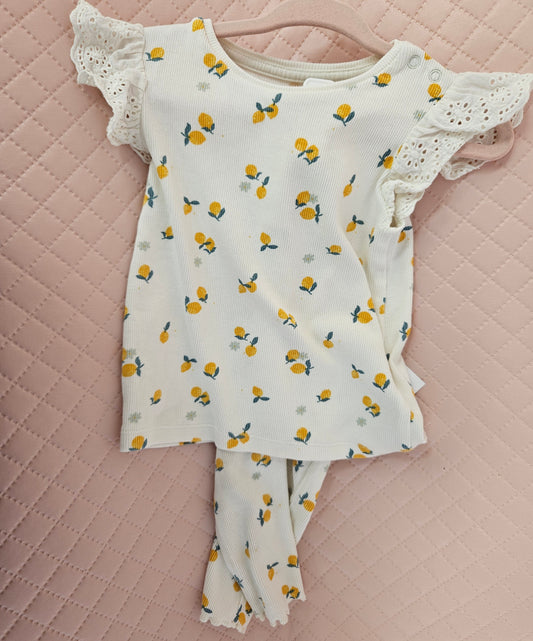 Girls 9-12 Months 2 Piece Lemon Print Outfit