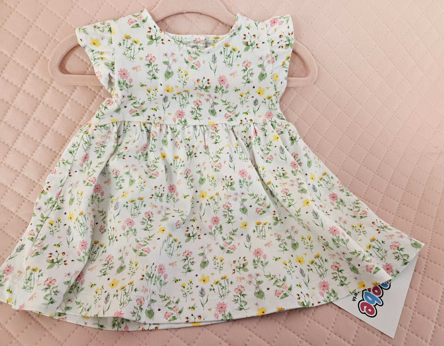 Girls 0-3 Months White Floral Dress Preloved