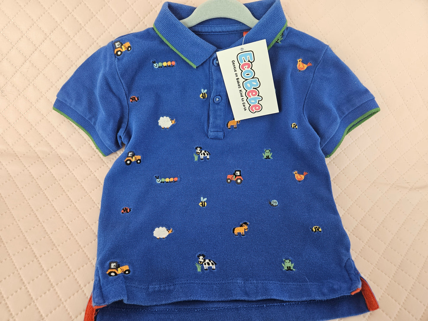 Boys 18-24 Months NEXT Farm Patterned Navey Polo Shirt Preloved