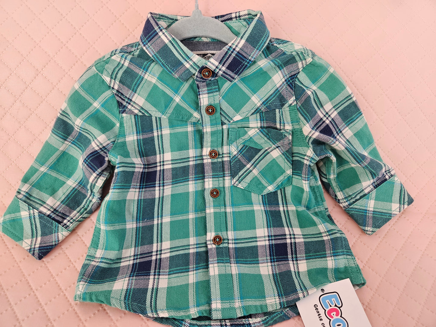 Boys 3-6 Months Green and Blue Chequered Next Shirt Preloved