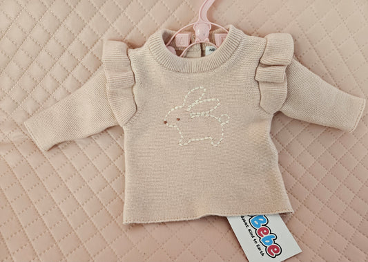 Girls 0-3 Months Newborn Pink Bunny Jumper Preloved