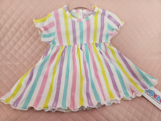 Girls 0-3 Months Stripy Colourful Dress Preloved