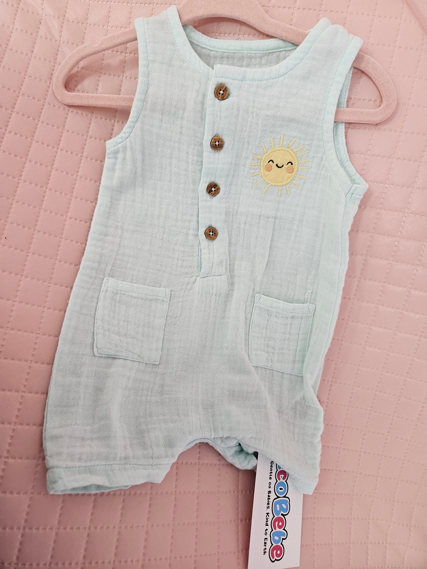 Girls 0-3 Months Newborn Green Summer Playsuit Preloved