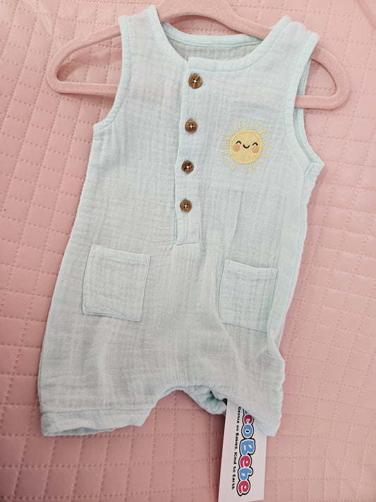 Girls 0-3 Months Newborn Green Summer Playsuit Preloved