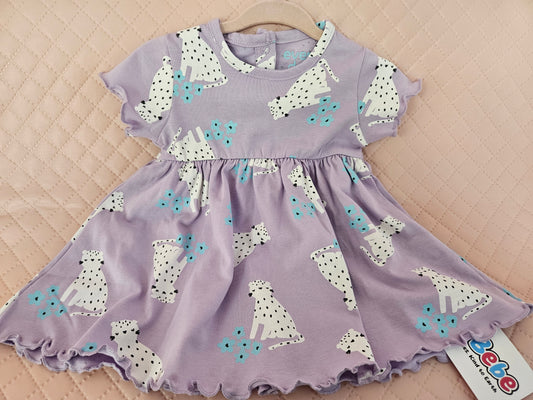 Girls 0-3 Months Purple Dress with leopards Preloved