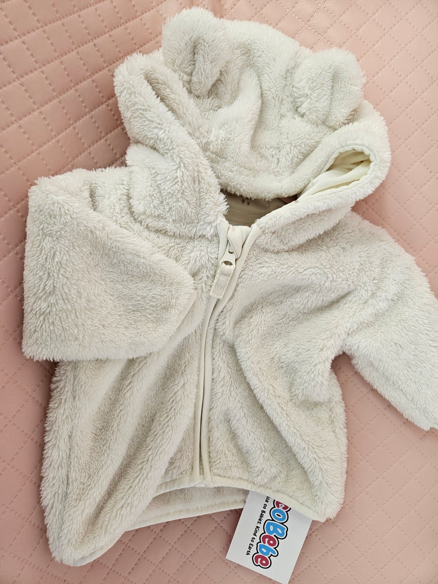 Girls 0-3 Months NEXT fluffy Zipped Hoodie with Ears Preloved