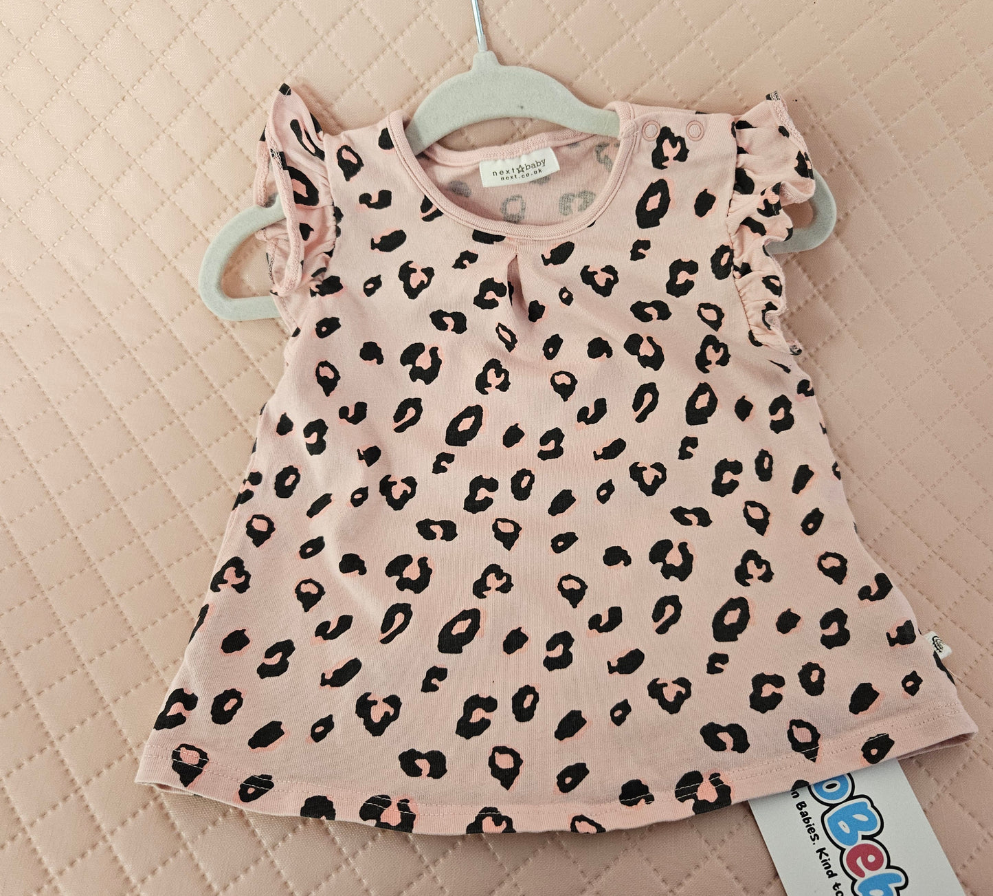 Girls 6-9 Months NEXT Pink Leppard Print Top Preloved