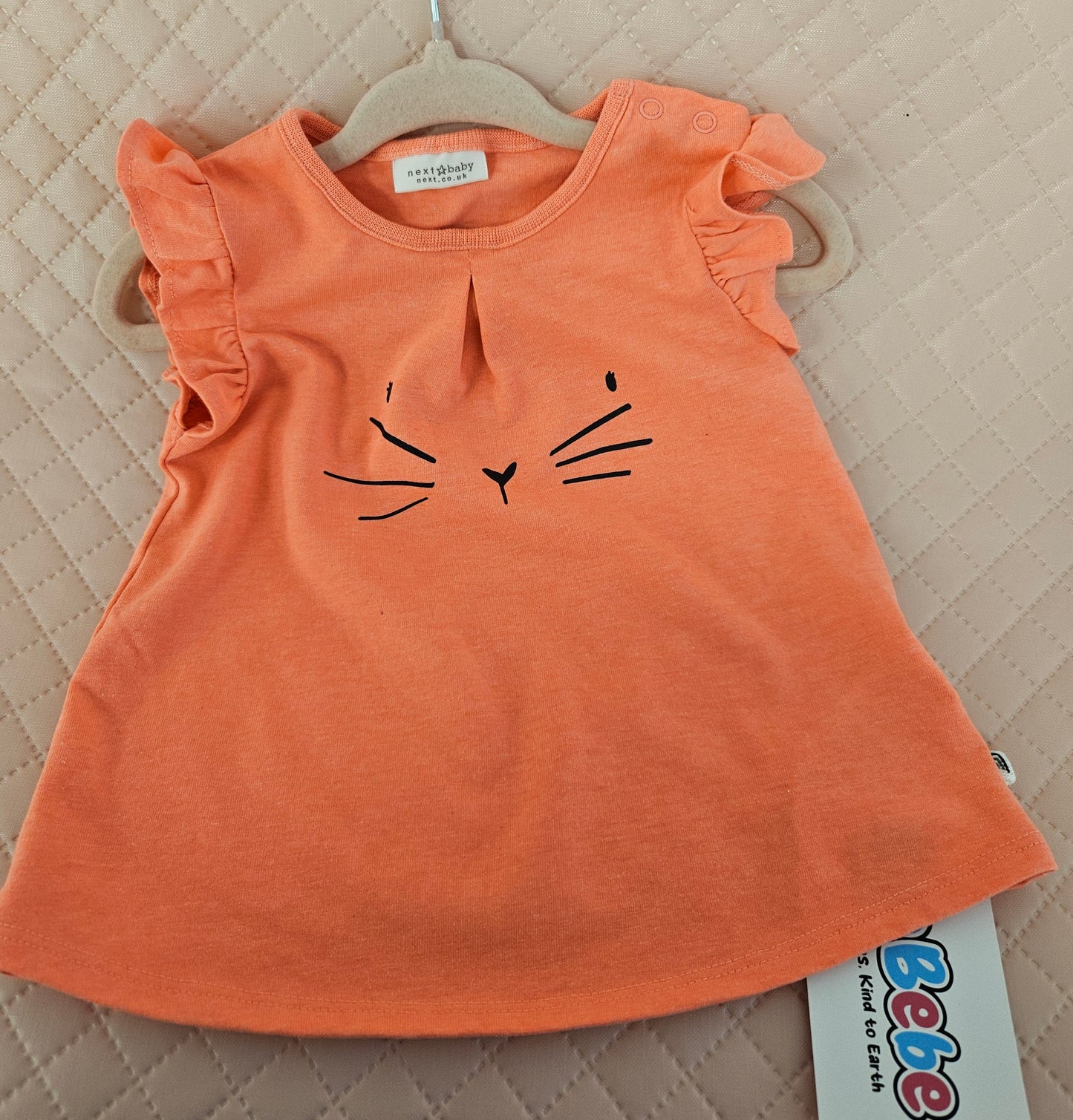 Girls 6-9 Months NEXT Pink Cat Top Preloved