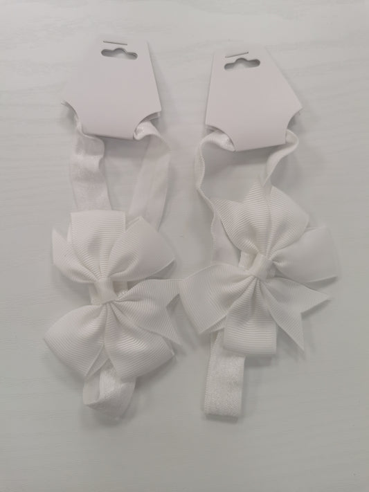 Girls single Hairband with Bow in White