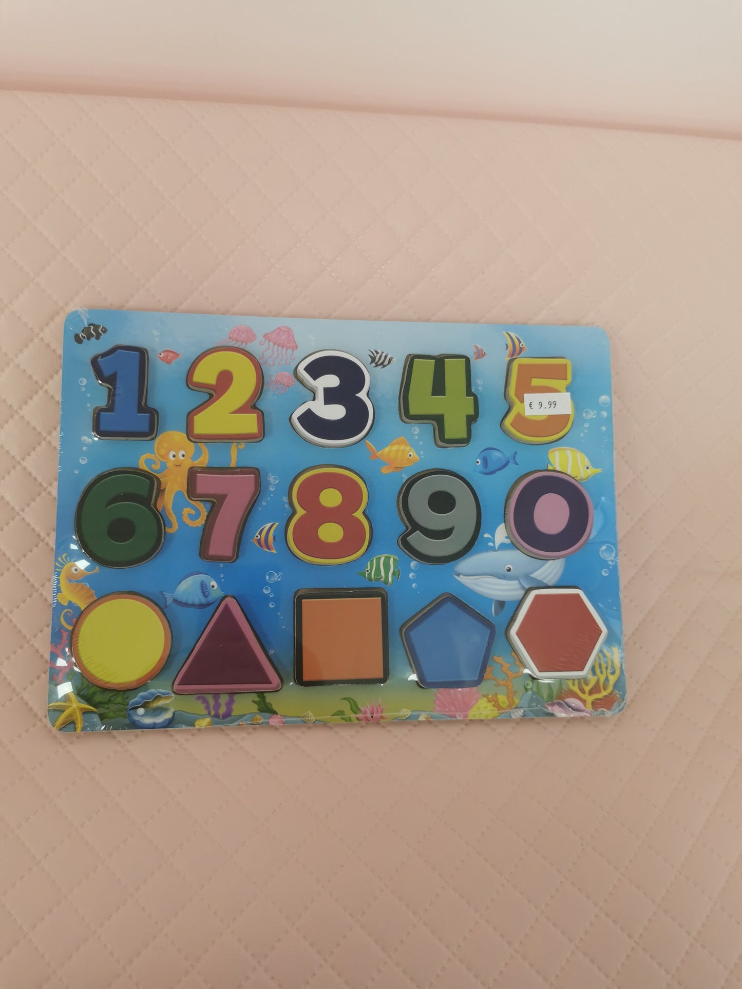 Wooden number and shapes game